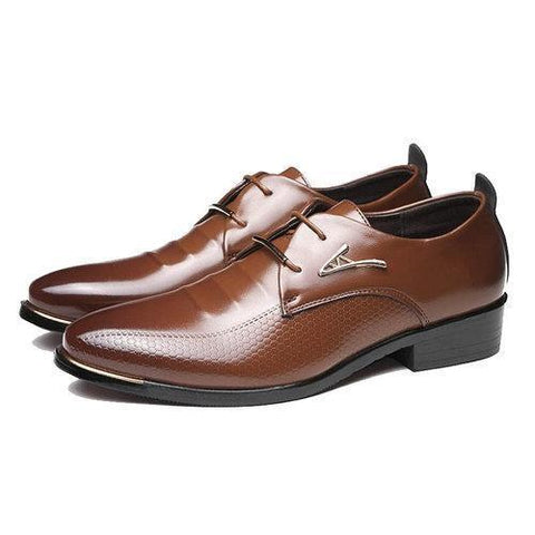 Men Pointed Toe Classic Rivet Decoration Lace Up Formal Casual Dress Shoes