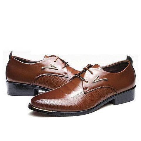 Men Pointed Toe Classic Rivet Decoration Lace Up Formal Casual Dress Shoes