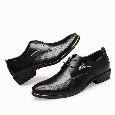 Men Pointed Toe Classic Rivet Decoration Lace Up Formal Casual Dress Shoes