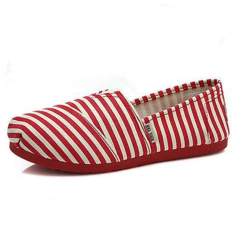 Canvas Pattern Print Star Stripe Flag Color Match Slip On Flat Loafers