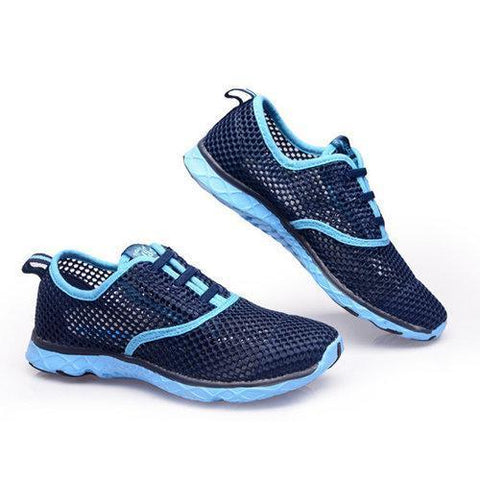 Men Women Lovers Mesh Breathable Color Match Lace Up Flat Sport Casual Shoes