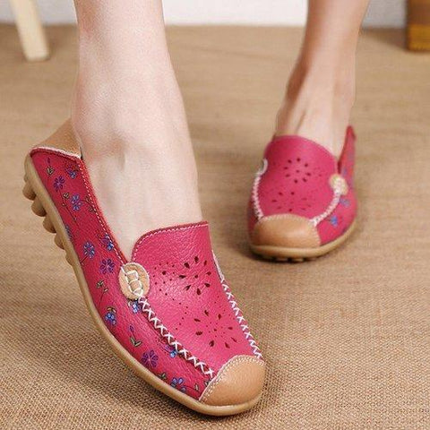 Floral Print Hollow Out Flats