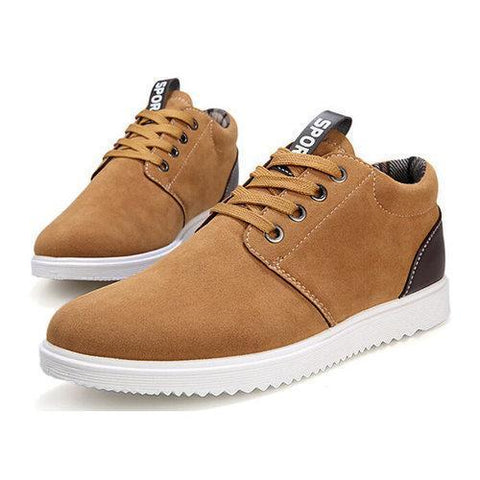 Men Suede Color Match British Style Lace Up Flat Sport Casual Shoes