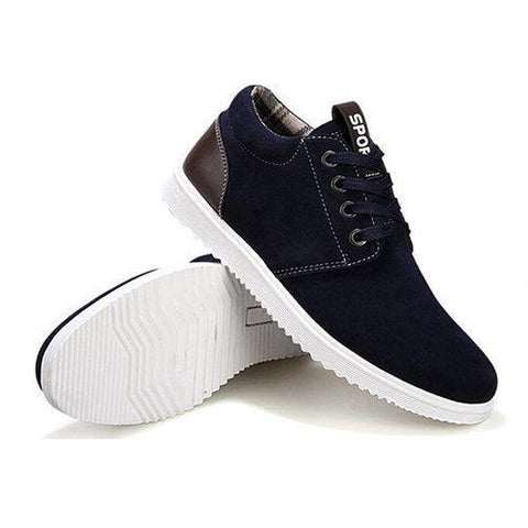 Men Suede Color Match British Style Lace Up Flat Sport Casual Shoes