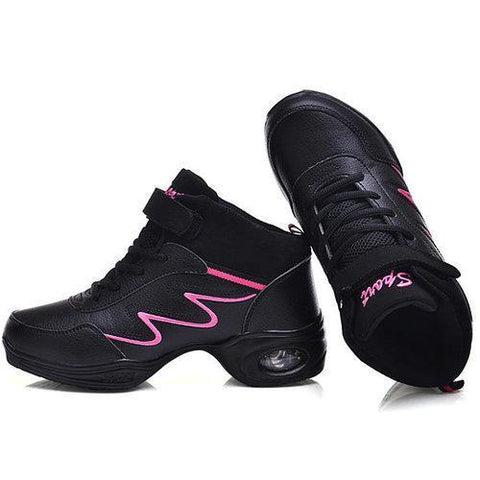 Leather Soft Sole Breathable Lace Up Sport Dance Jazzy Shoes