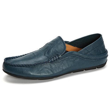 Large Size Men Leather Pure Color Slip On Casual Business Sh