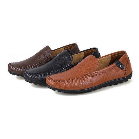 Big Size Men Leather Soft Sole Comfortable Slip On Business Shoes