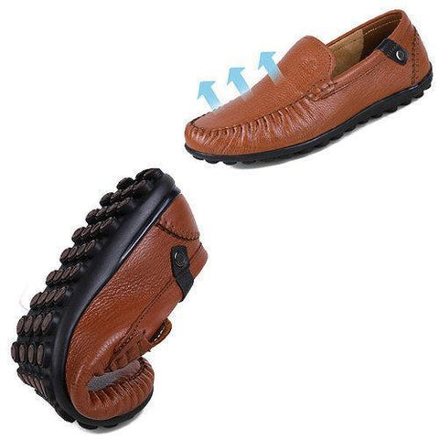 Big Size Men Leather Soft Sole Comfortable Slip On Business Shoes