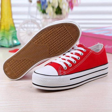 Canvas Candy Color Korean Style Lace Up Platform Casual Shoes