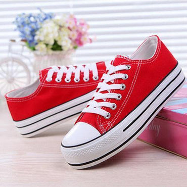 Canvas Candy Color Korean Style Lace Up Platform Casual Shoes