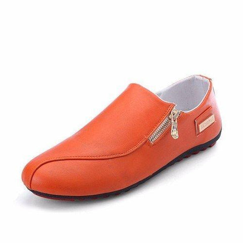 Men Side Zipper British Style Flat Slip On Casual Shoes