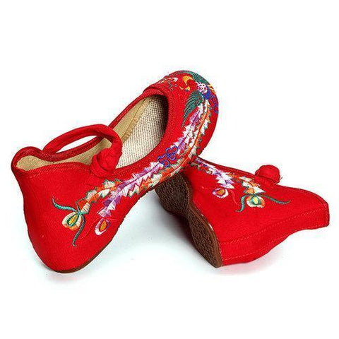 Phoenix Embroidery Chineseknot National Wind Retro Vintage Slip On Flat Shoes