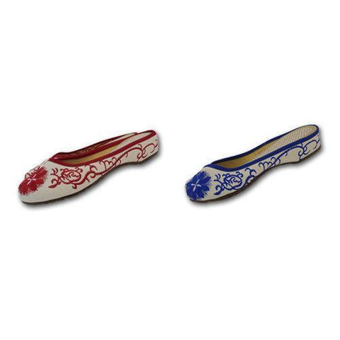 Flower Embroidery Retro National Wind Open Heel Slip On Flat Slippers