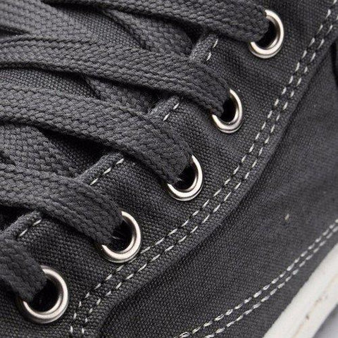 Men Denim Dark Gray British Style Lace Up High Top Casual Shoes