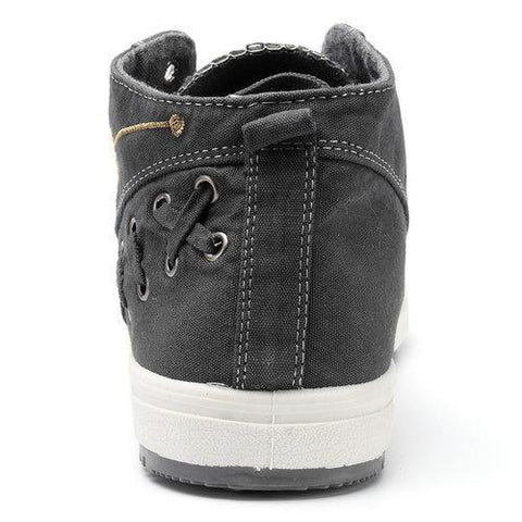 Men Denim Dark Gray British Style Lace Up High Top Casual Shoes