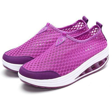 Mesh Breathable Pure Color Slip On Athletic Platform Casual Sport Shake Shoes