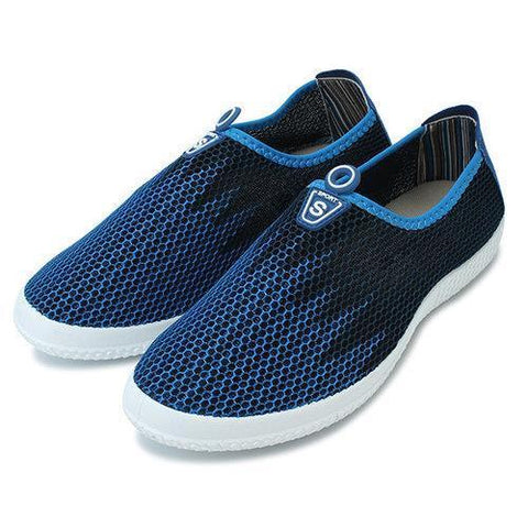 Men Mesh Gradient Blue Black Breathable Slip On Casual Sport Shoes