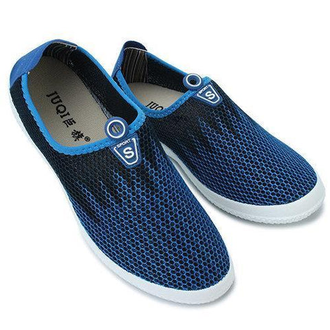 Men Mesh Gradient Blue Black Breathable Slip On Casual Sport Shoes