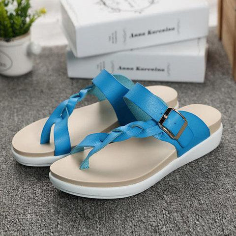 Socofy Leather Knitting Sandals