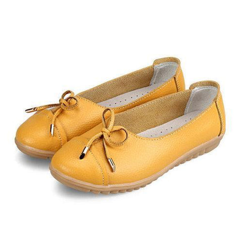 Leather Bowknot Candy Color Soft Comfortable Breathable Slip On Flat Shoes