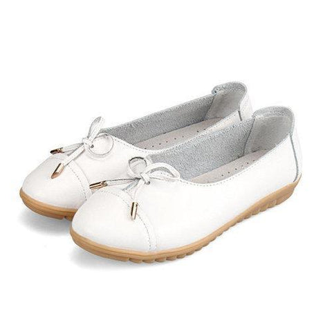 Leather Bowknot Candy Color Soft Comfortable Breathable Slip On Flat Shoes