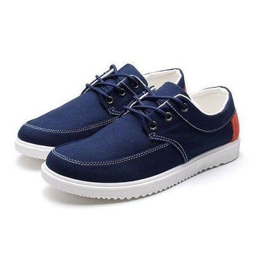 Men Canvas Color Match British Style Lace Up Flat Casual Sport Shoes