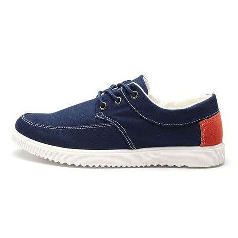 Men Canvas Color Match British Style Lace Up Flat Casual Sport Shoes