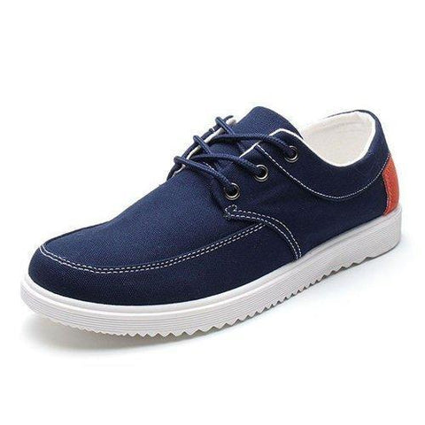 Men Canvas Color Match British Style Lace Up Flat Casual Sport Shoes