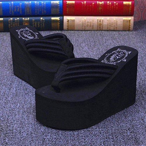 EVA Clip Toe Flip Flops High Heels Platform Beach Slippers