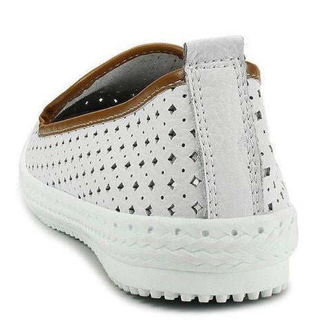 Leather Hollow Out Breathable Soft Comfy Slip On Flat Casual Shoes