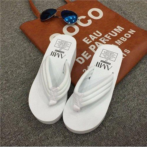 Pure Color Letter Slip On Clip Toe Platform Flip Flops Slippers