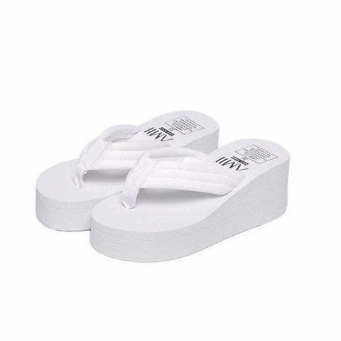 Pure Color Letter Slip On Clip Toe Platform Flip Flops Slippers