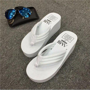 Pure Color Letter Slip On Clip Toe Platform Flip Flops Slippers