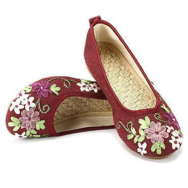 Flower Vintage Colorul National Wind Slip On Flat Loafers