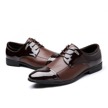 Big Size Men Color Match Ponited Toe Business Lace Up Flat Formal Shoes