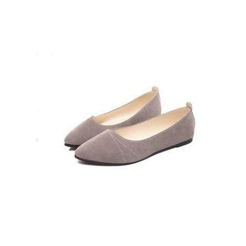 Black Gray Pure Color Slip On Pointed Toe Flat Shoes