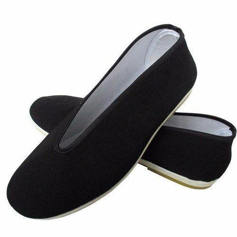 Black Canvas Slip On Chinese Kong Fu Flat Loafers