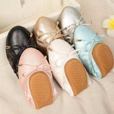 Big Size Egg Roll Pure Color Slip On Flat Butterfly Knot Folded Shoes