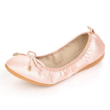 Big Size Egg Roll Pure Color Slip On Flat Butterfly Knot Folded Shoes