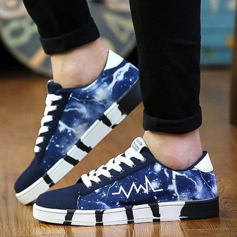 Men Starry Sky Colorful Canvas Lace Up Casual Shoes