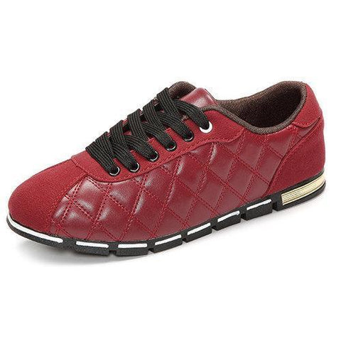 Men Rhombus Lace Up Casual Sport Pure Color Shoes