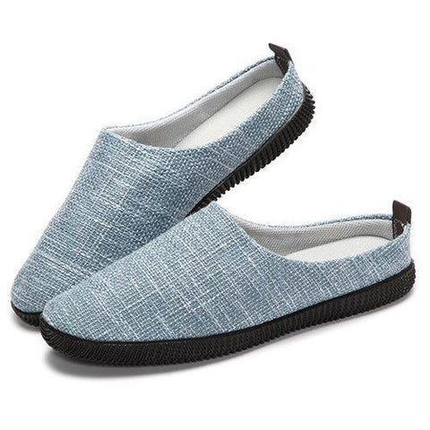 Men Flax Breathable Lazy Casual Shoes Backless Slip On Loafers