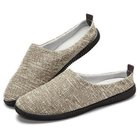 Men Flax Breathable Lazy Casual Shoes Backless Slip On Loafers