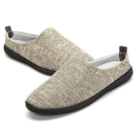 Men Flax Breathable Lazy Casual Shoes Backless Slip On Loafers