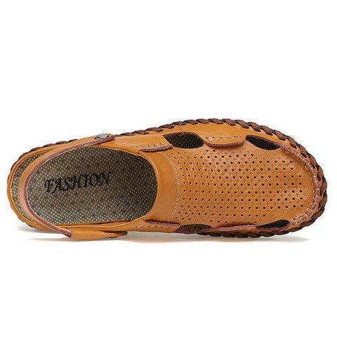 Men Beach Breathable Hollow Out Leather Sandals