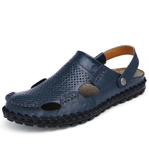 Men Beach Breathable Hollow Out Leather Sandals