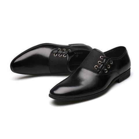 Men Pointed Toe Color Match Leather Formal Business Shoes