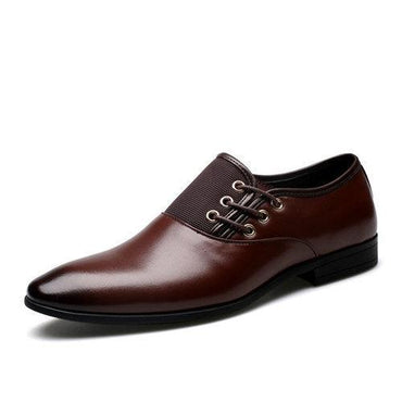 Men Pointed Toe Color Match Leather Formal Business Shoes