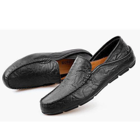 Men Folded Two Way Wearing Leather Slip On Driving Casual Loafers Shoes