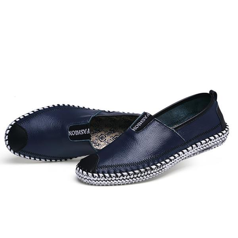 Big Size Men Stitching Toe Protecting Flat Lazy Shoes Slip On Casual Loafers